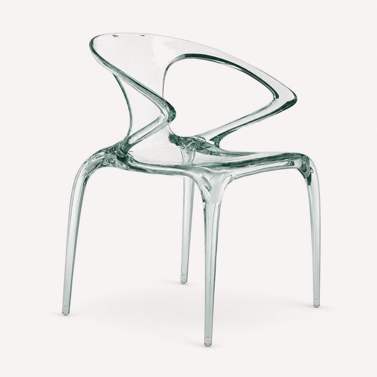 Yahalom translucent acrylic sculptural dining armchair, view 5