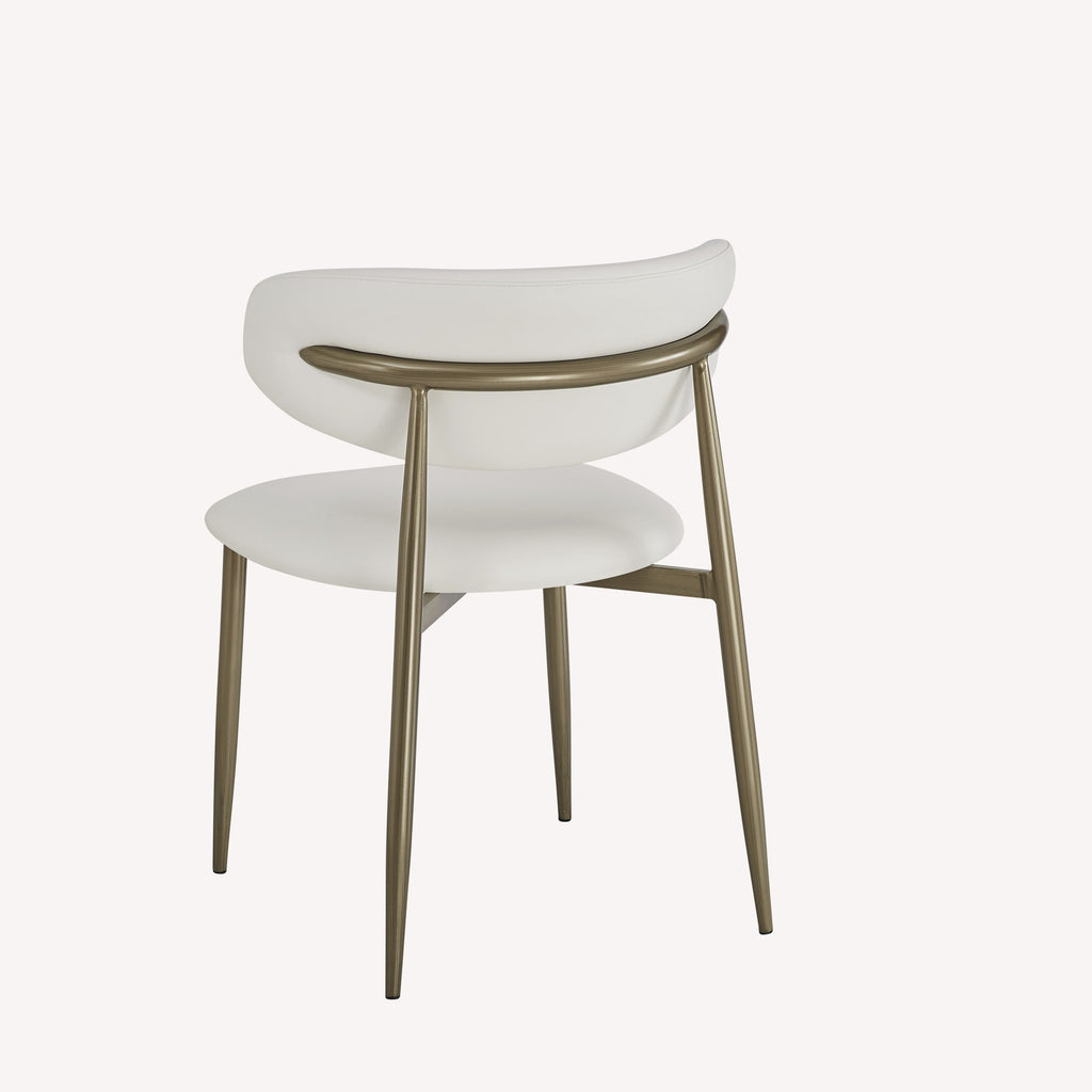 Dori dining chair in light fabric with wood-look metal legs, view 5