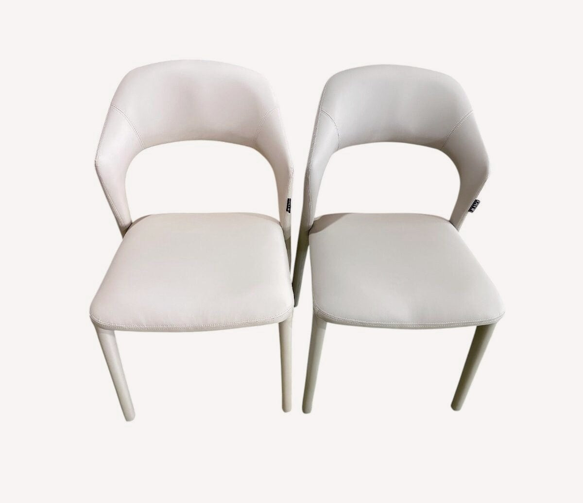 Sahara light gray vegan leather dining chair with curved open back, view 5