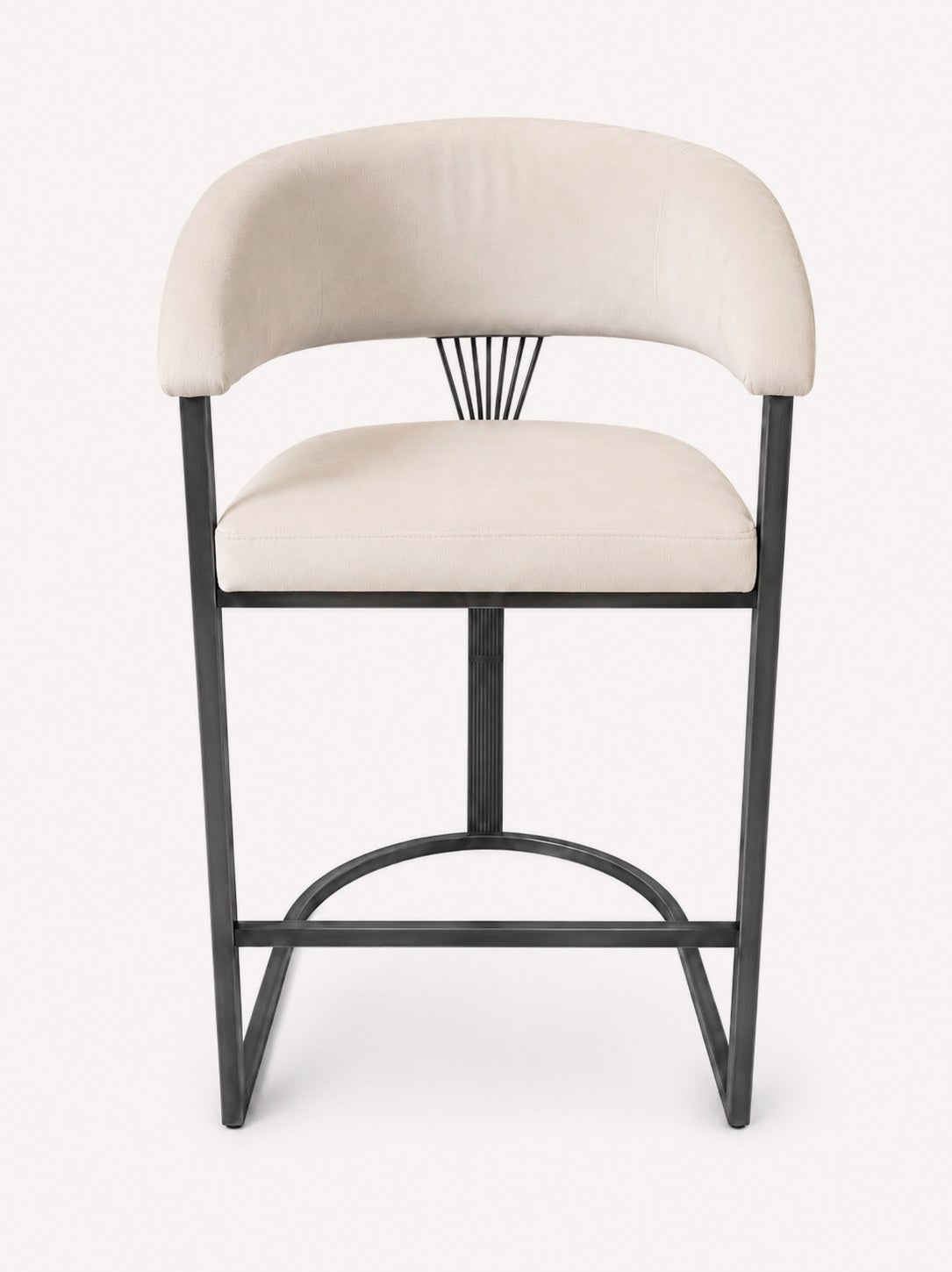 Bian cream velvet counter stool with stainless steel legs, view 6