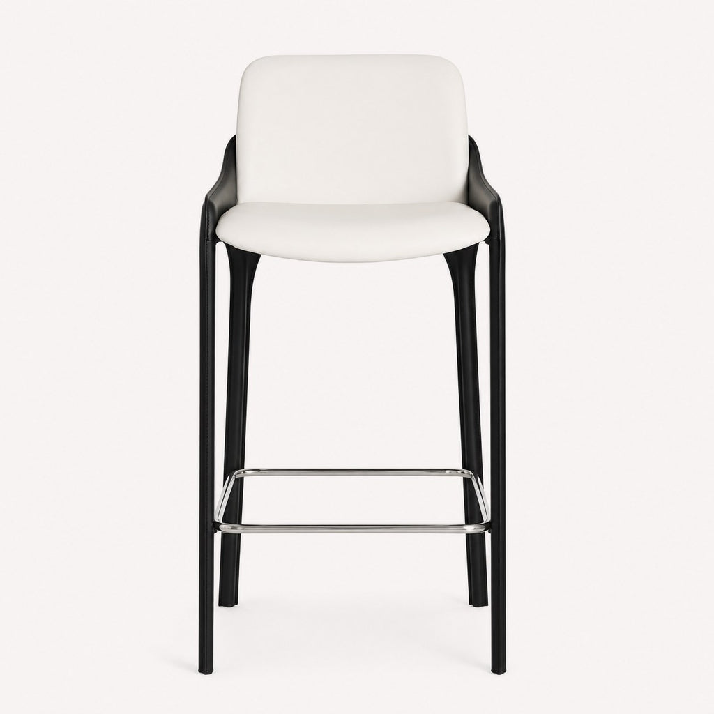 Vogue counter stool with light upholstery and dark outer shell, view 6