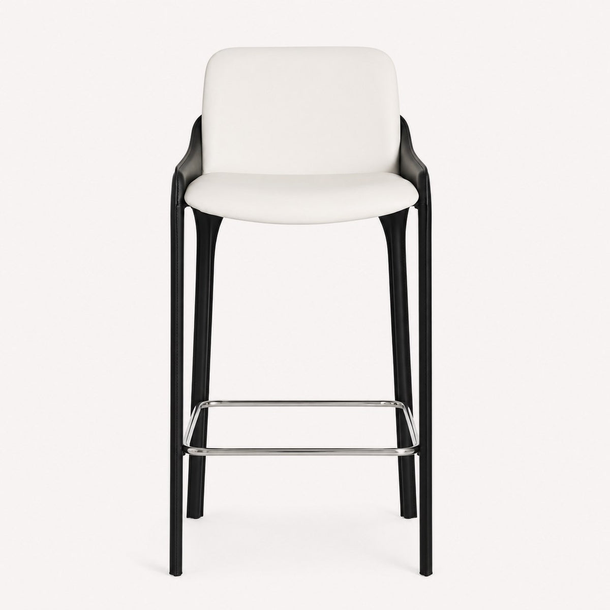 Vogue counter stool with light upholstery and dark outer shell, view 6