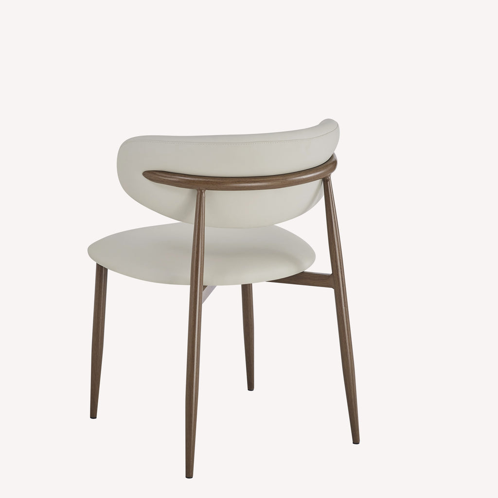 Dori dining chair in light fabric with wood-look metal legs, view 7