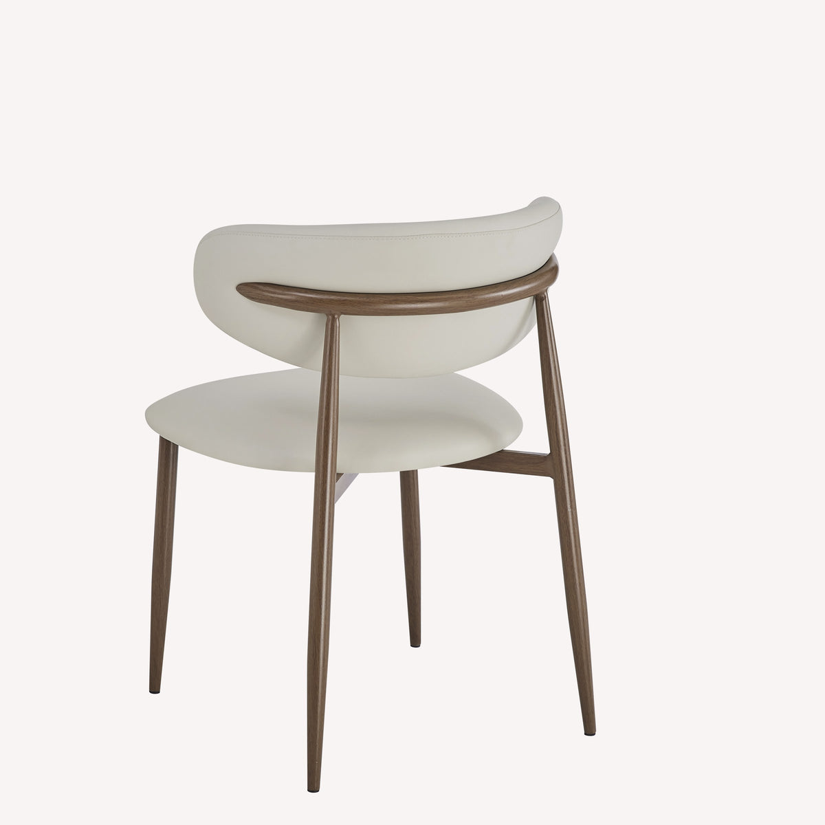 Dori dining chair in light fabric with wood-look metal legs, view 7