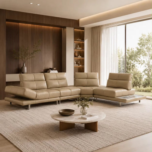 Aston modern power reclining sectional with slim metal legs, view 2