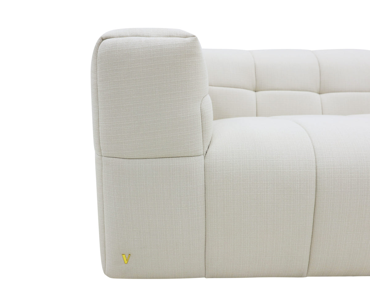 V2075 cream biscuit tufted sofa, view 4