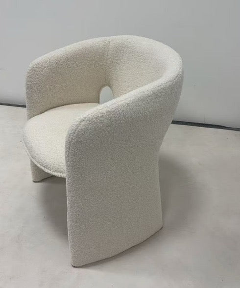Louis ivory bouclé tub chair with keyhole back, view 2
