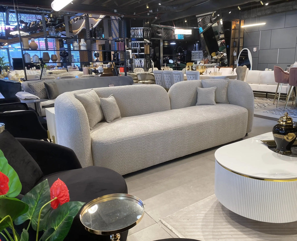 Panda organic rounded sofa with wide arms, view 3