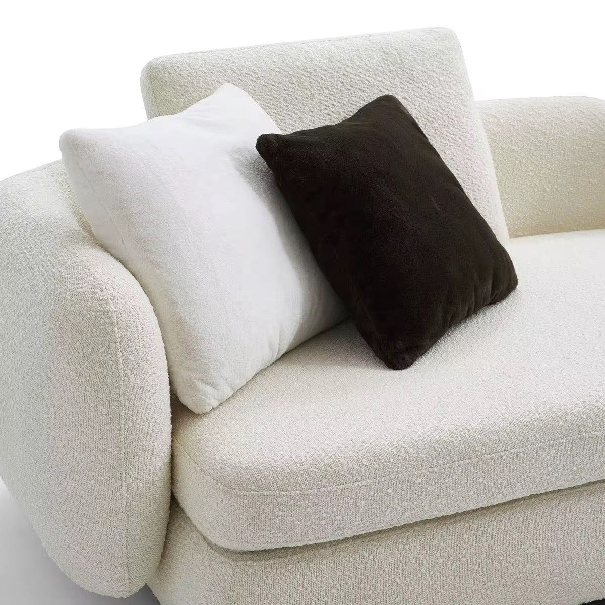 Bianca sculptural sofa with cylindrical bolster arms, view 2