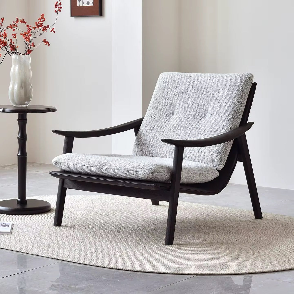 Sierra round rocking lounge chair with dark shell and plush cushions, view 2