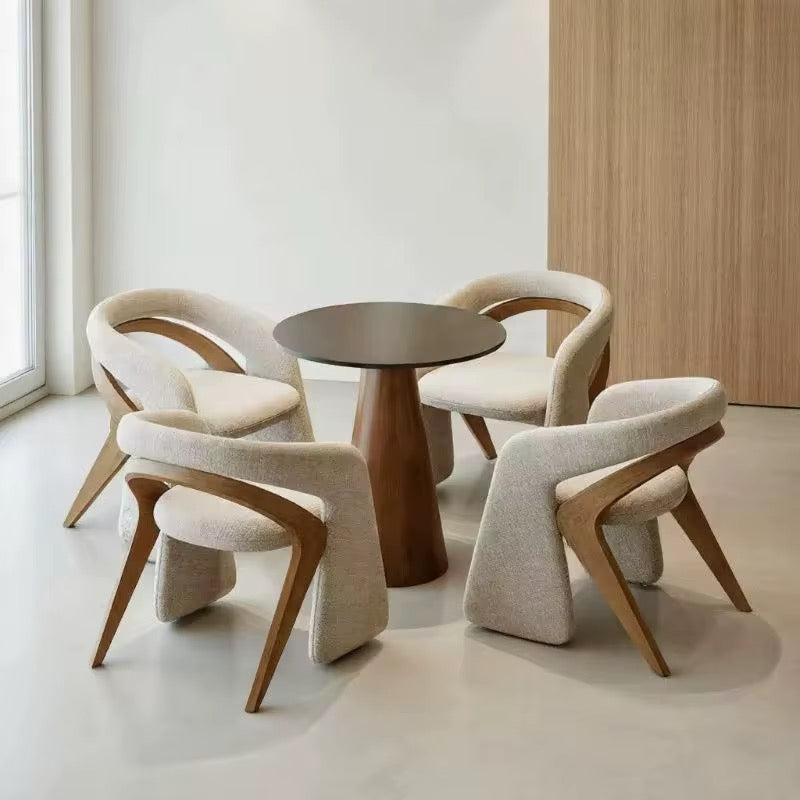 Siena natural wood chair with soft upholstery and rounded back, view 6