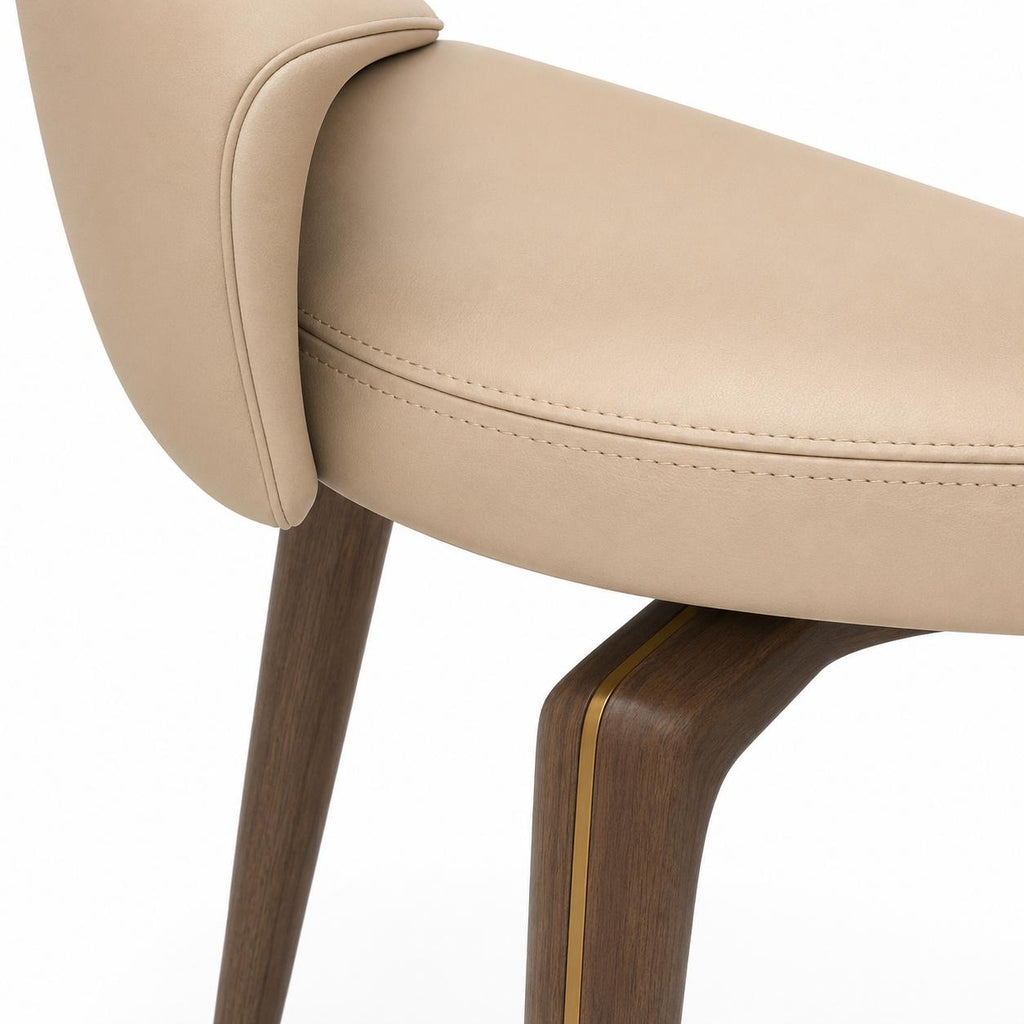 Rhodes upholstered dining chair on solid wood legs, view 4