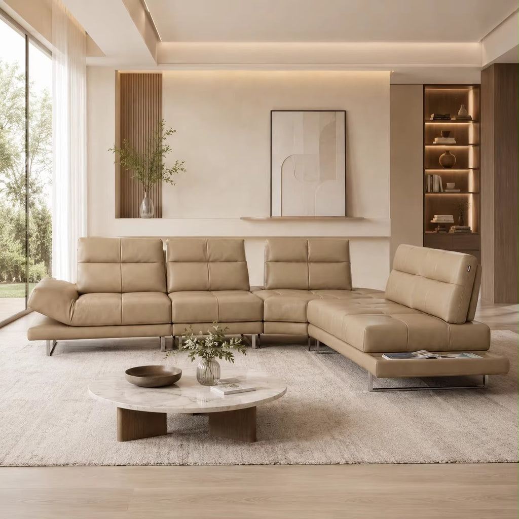 Aston modern power reclining sectional with slim metal legs, view 3